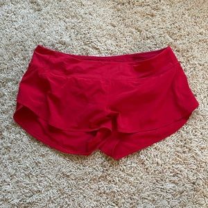 Red Lululemon Run Times Shorts